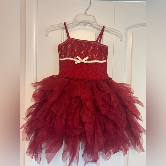 Ooh! La, La! Couture Red Dress with Sparkling Gold Details - Picture 2 of 4